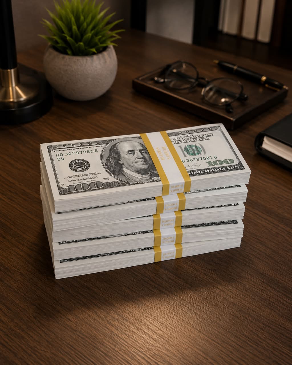 Carte AMEX BLACK FLOWER avec 50 billets de 100 dollars