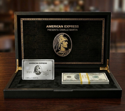 Carte AMEX Platinum avec 50 billets de 100 dollars