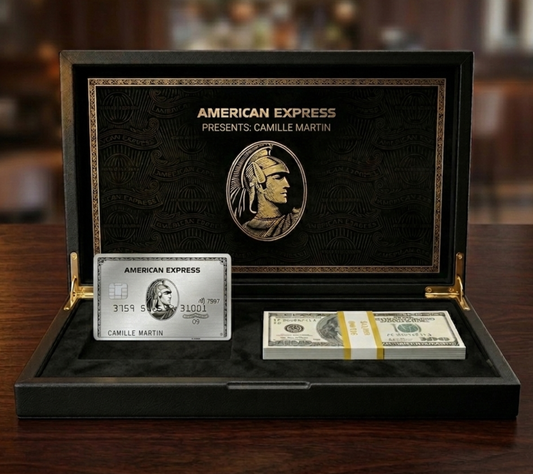 Carte AMEX Platinum avec 50 billets de 100 dollars