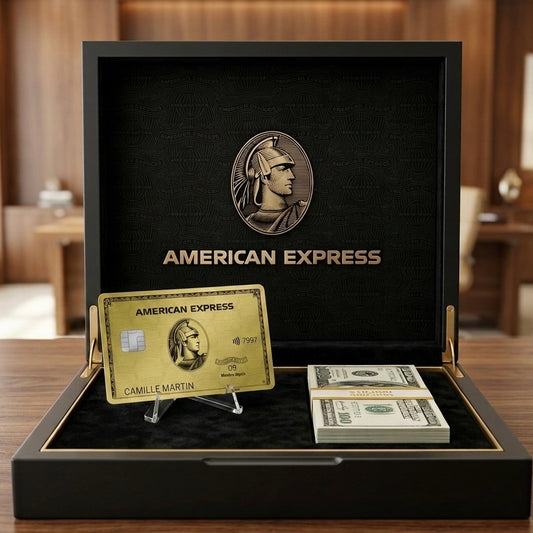 Carte AMEX Gold avec 50 billets de 100 dollars